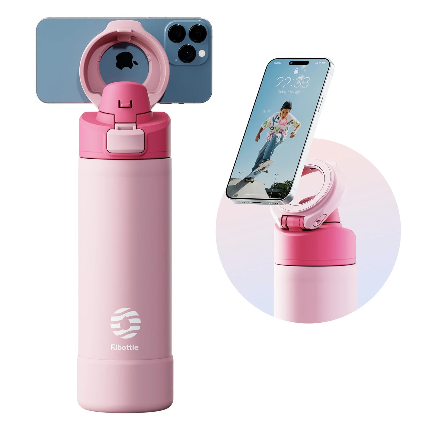 Magnetic Gym Thermos Bottle with Phone Holder – Insulated, Hands‑Free Filming